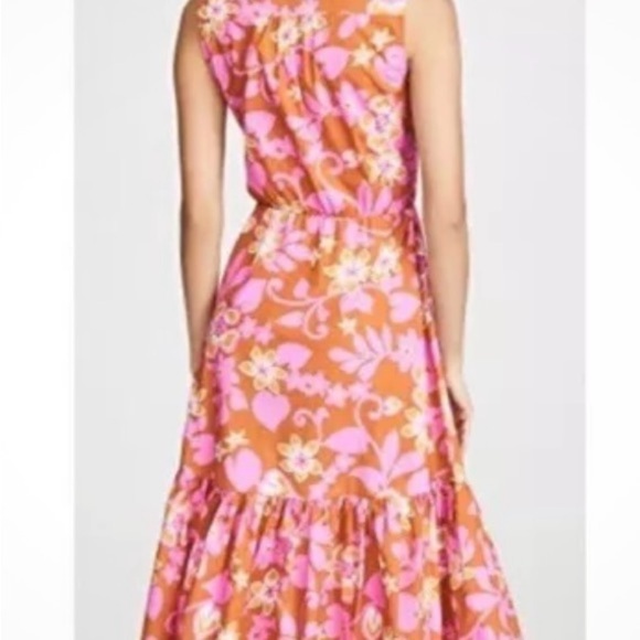 Warm Size 3 (L) Midi Floral Tiered Maxi Dress Bright Pink Lavender Orang… - Picture 9 of 12